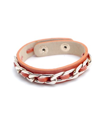 bracelet - Leather Link Bracelet in Peach Echo - Girl Intuitive - Zenzii -