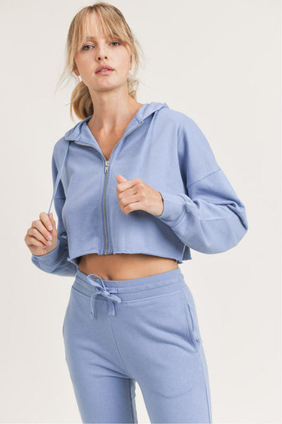 Baby blue top cropped hoodie