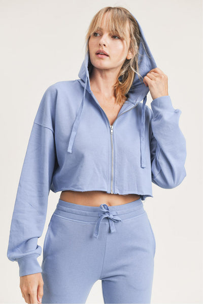 Mono B Crop Hoodie Zip-Up French Terry Jacket – Girl Intuitive