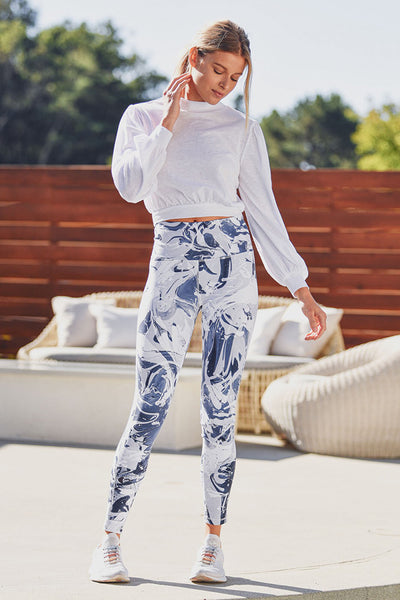 High Waisted Capri Leggings Abstract Print