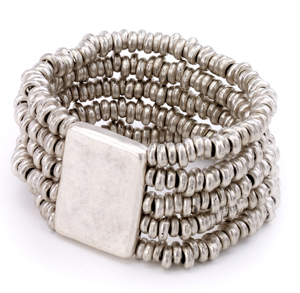 bracelet - Metal Beads Turkish Stretch Bracelet - Girl Intuitive - Island Imports -