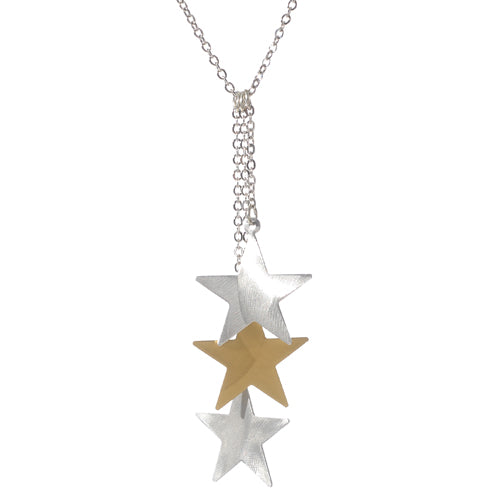 Necklace - Mixed Metal Triple Star Necklace - Girl Intuitive - Jillery -
