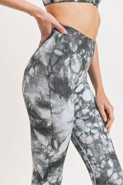 Leggings - Mono B Glass Tie-Dye Seamless Ribbed Highwaist Leggings - Girl Intuitive - Mono B -