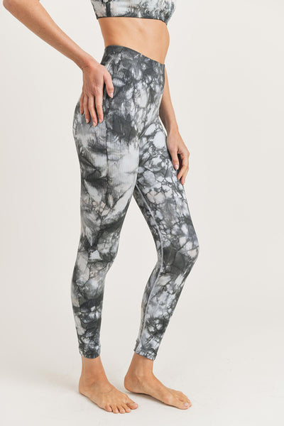Leggings - Mono B Glass Tie-Dye Seamless Ribbed Highwaist Leggings - Girl Intuitive - Mono B -