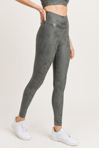 Leggings - Mono B Overlay Metallic Foil Print Highwaist Leggings - Girl Intuitive - Mono B - XS / Gray
