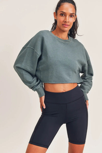 Mono B Cropped Jacquard Mineral Wash Pullover – Girl Intuitive