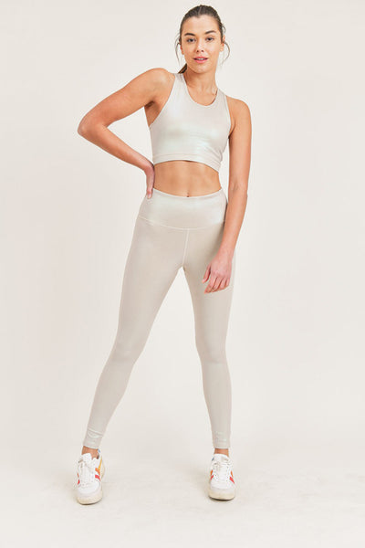 Leggings - Mono B Pearlescent Holo Foil Highwaist Leggings - Girl Intuitive - Mono B -