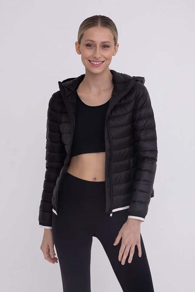 Jacket - Mono B Padded Puffer Jacket with Hood - Girl Intuitive - Mono B - S / Black