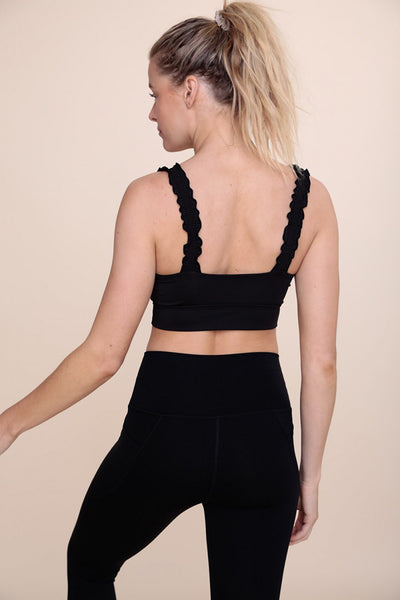 Mono B Ruffle Strap Sports Bra