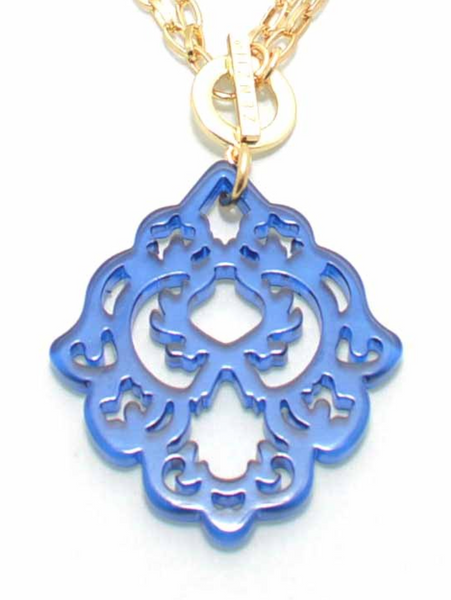 Necklace - Resin Deco Pendant Necklace - Girl Intuitive - Zenzii - Blue