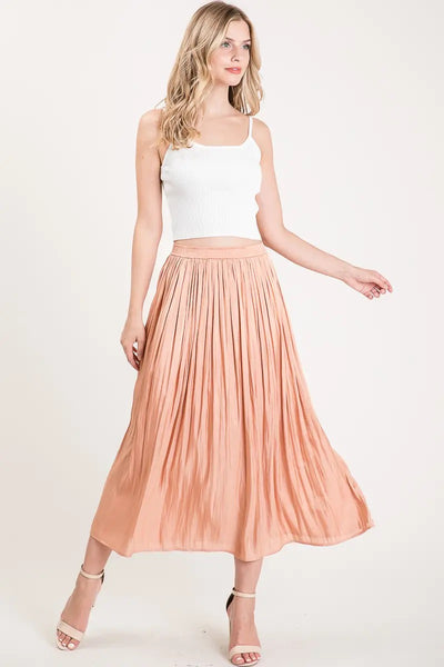 Satin High Waist Midi Skirt in Persimmon – Girl Intuitive