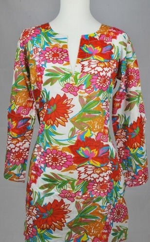 Tunic - Cotton Tunic Top Red Floral - Girl Intuitive - Nusantara -