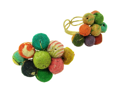 Ring - Kantha Beaded Ball Ring - Girl Intuitive - WorldFinds -