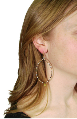earrings - Almond Ombre Metallic Beaded Earrings - Girl Intuitive - WorldFinds -