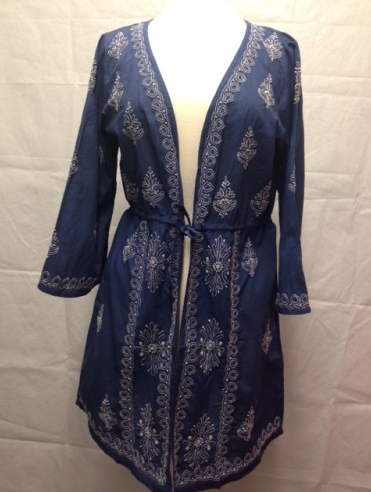 Tunic - Tunic - Embroidered Waist Tie - Navy - Girl Intuitive - Dolma -