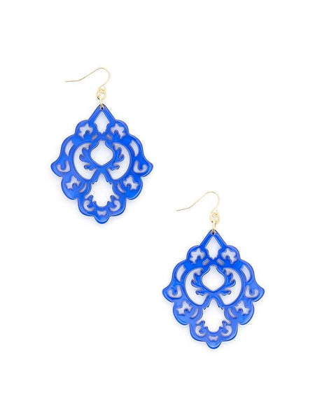 earrings - Scroll Resin Earrings - Girl Intuitive - Zenzii - Blue