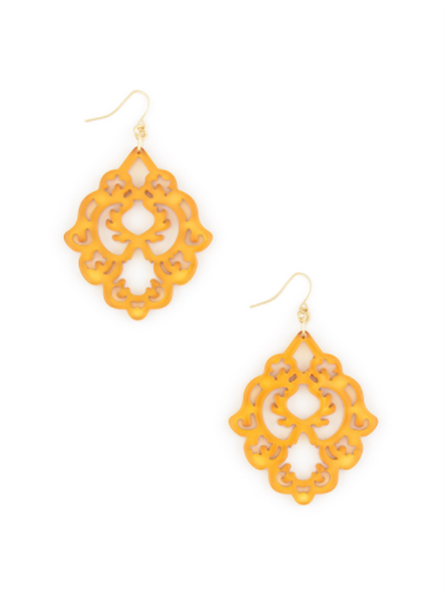 earrings - Scroll Resin Earrings - Girl Intuitive - Zenzii - Orange