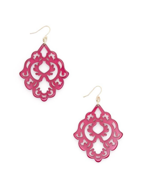 earrings - Scroll Resin Earrings - Girl Intuitive - Zenzii - Hot Pink