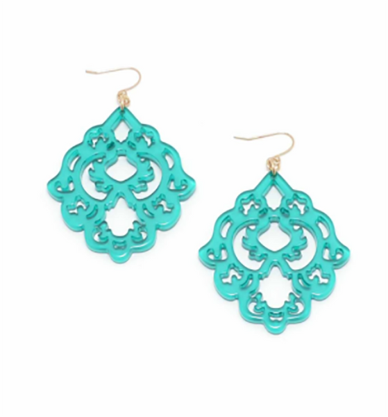 earrings - Scroll Resin Earrings - Girl Intuitive - Zenzii - Teal