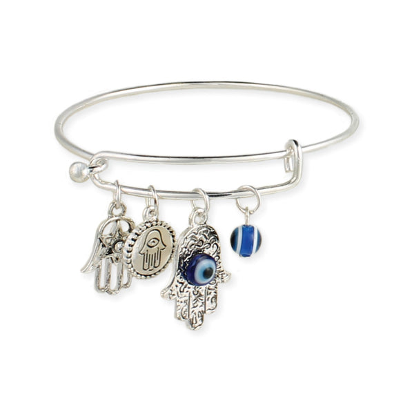 bracelet - Silver Evil Eye Charm Bracelet - Girl Intuitive - zad -