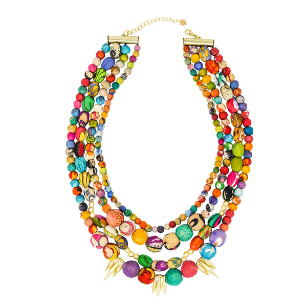 Necklace - Spiked Kantha Necklace - Girl Intuitive - WorldFinds -