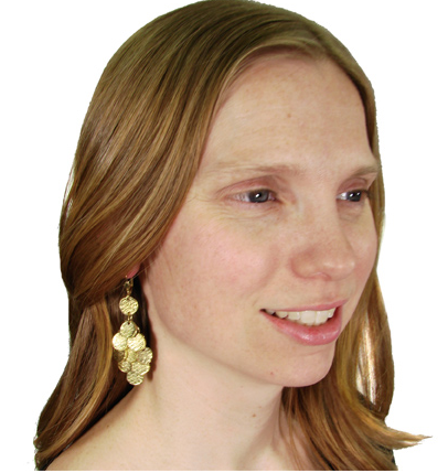 earrings - Stamped Disc Chandelier Earrings in Gold - Girl Intuitive - WorldFinds -