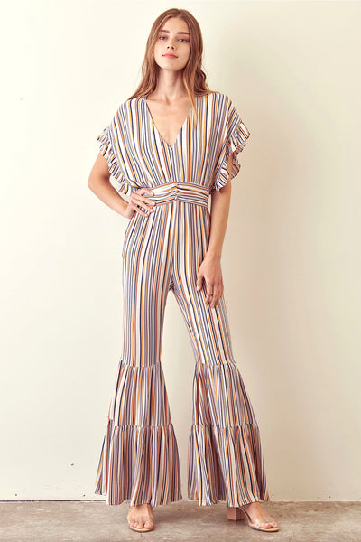 Striped bell bottom sales jumpsuit