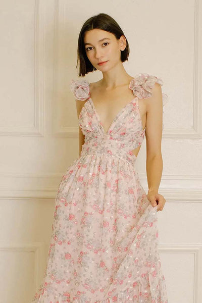 Storia Floral and Embroidered Tiny Flowers Maxi Dress Girl Intuitive Storia Floral and Embroidered Tiny Flowers Maxi Dress Girl Intuitive