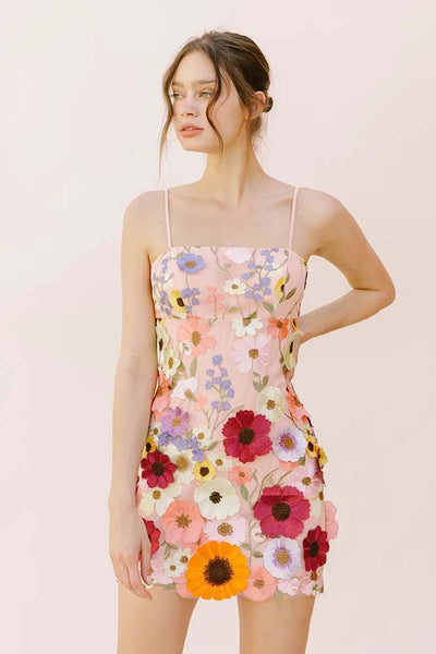 Dresses - Storia Multi Floral Collaged Mini Dress - Girl Intuitive - Storia -