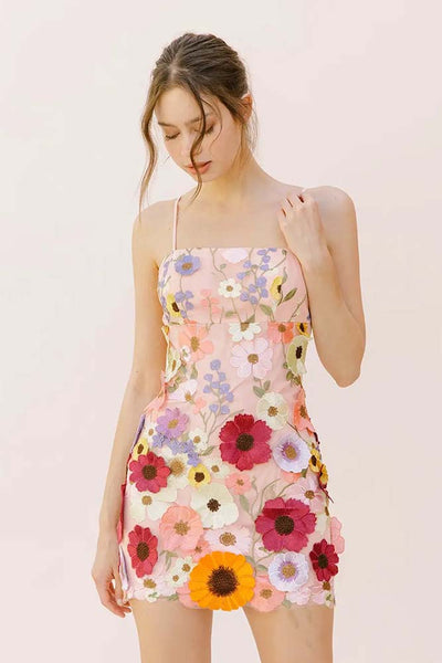Dresses - Storia Multi Floral Collaged Mini Dress - Girl Intuitive - Storia -