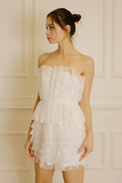 Dresses - Storia Polka Dot Tulle Tiered Layered Mini Dress - Girl Intuitive - Storia -