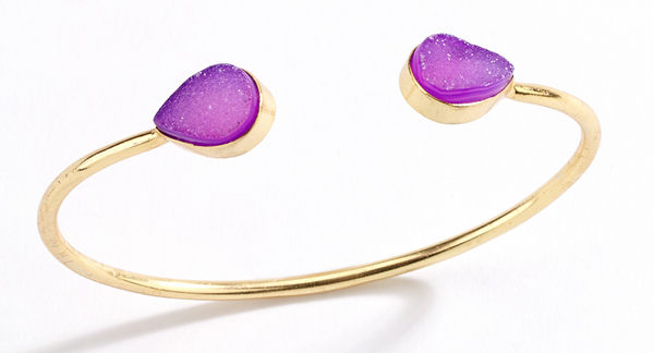 bracelet - Teardrop Druzy Bangle Bracelet - Girl Intuitive - Island Imports - Purple