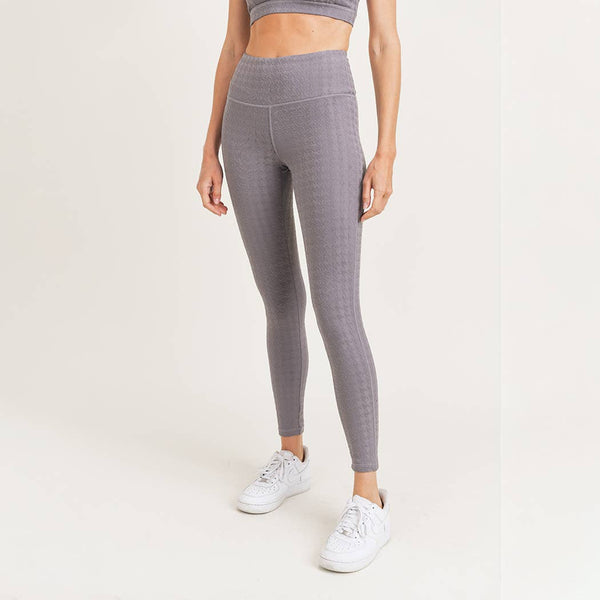 Leggings - Textured Houndstooth Jacquard TACTEL® Highwaist Leggings - Girl Intuitive - Mono B -