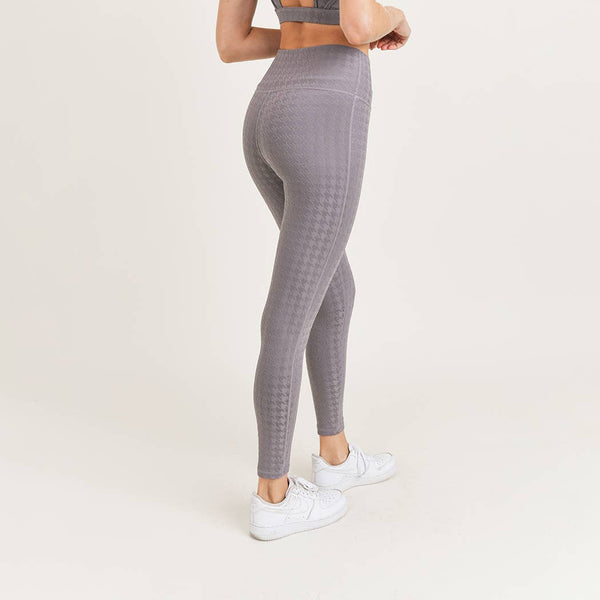 Leggings - Textured Houndstooth Jacquard TACTEL® Highwaist Leggings - Girl Intuitive - Mono B -