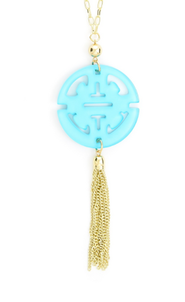 Necklace - Travel Tassel Long Necklace - Girl Intuitive - Zenzii - Baby Blue