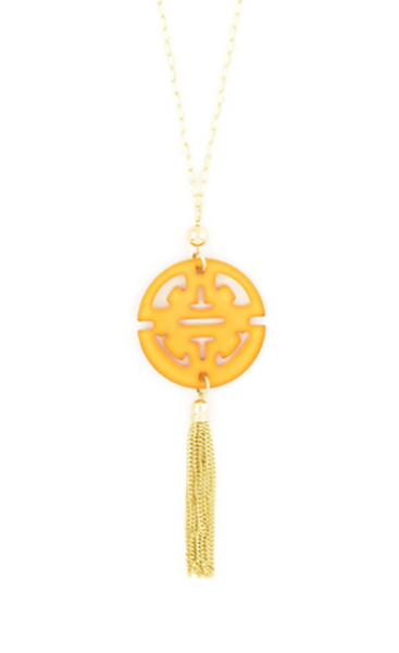 Necklace - Travel Tassel Long Necklace - Girl Intuitive - Zenzii - Light Orange