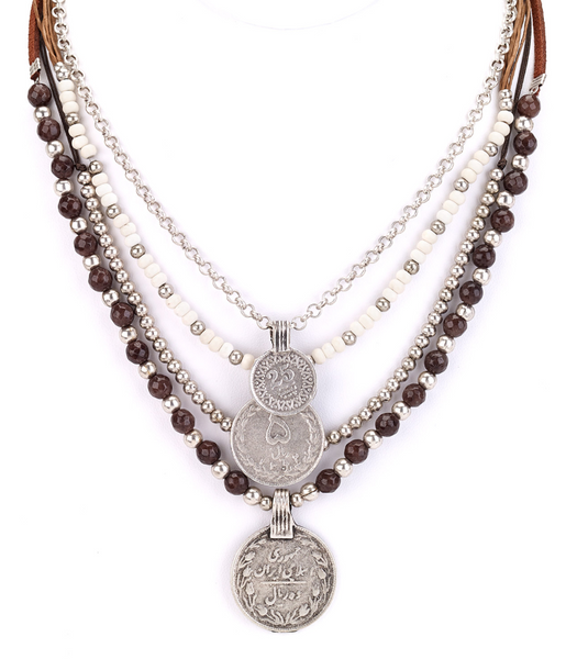 Necklace - Turkish Coins Layered Short Necklace - Girl Intuitive - Island Imports -