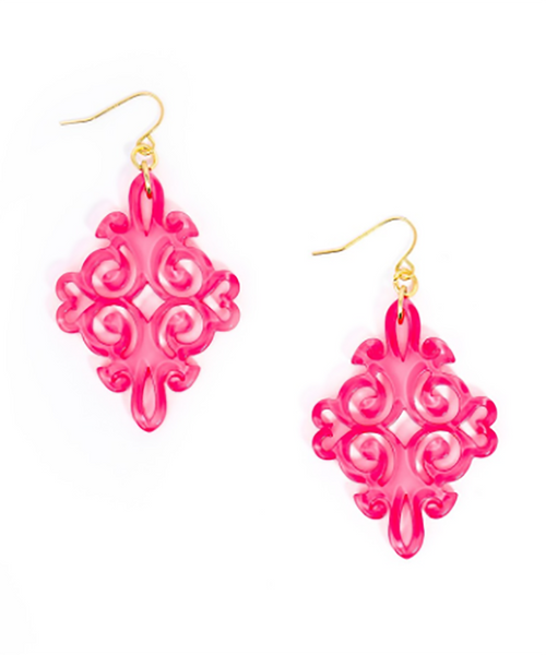 earrings - Twirling Blossom Earrings - Girl Intuitive - Zenzii - Neon Pink
