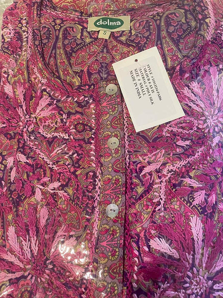 Tunic - Women's Embroidered Silk Tunic Top in Purple - Girl Intuitive - Dolma -