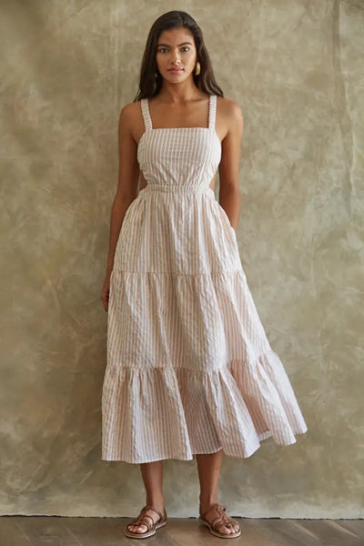 Woven Cotton Sleeveless Open Back Maxi Dress Girl Intuitive Woven Cotton Sleeveless Open Back Maxi Dress Girl Intuitive