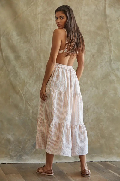 Woven Cotton Sleeveless Open Back Maxi Dress Girl Intuitive Woven Cotton Sleeveless Open Back Maxi Dress Girl Intuitive