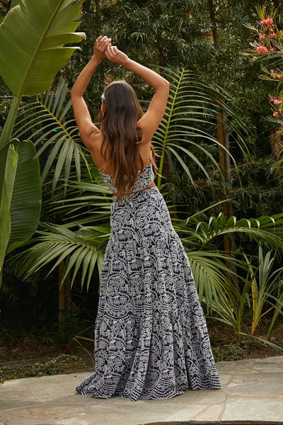 Skirt - Woven Eyelet Gauze Scallop Ruffle Maxi Skirt - Girl Intuitive - By Together -