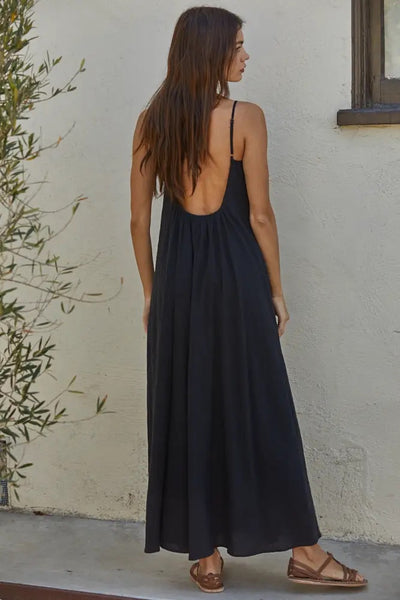 Woven Gauze Open Back Maxi Dress Girl Intuitive Woven Gauze Open Back Maxi Dress Girl Intuitive