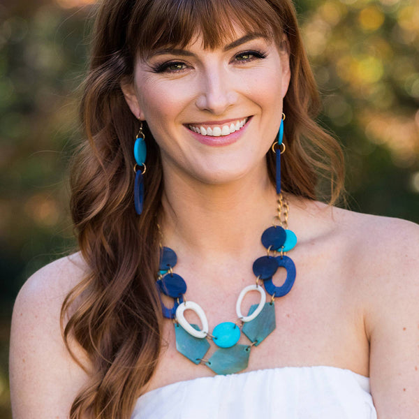 Necklace - Anju Omala Azure Coast Collection Geometric Bib Necklace - Girl Intuitive - Anju Jewelry -