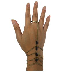 Ring - Bead and Chain Hand Chain - Girl Intuitive - zad -