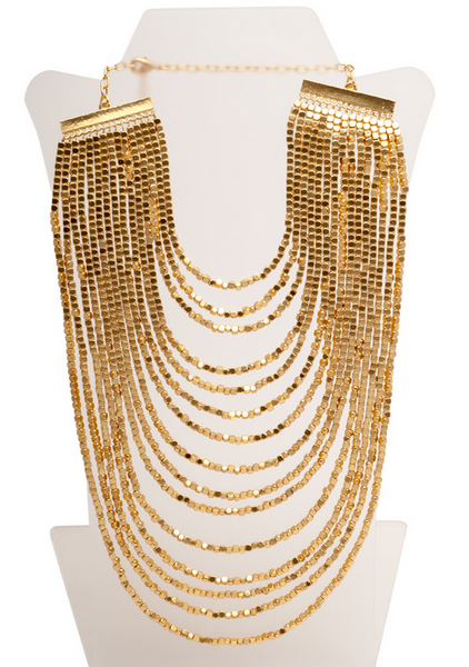 Necklace - Karine Sultan Layered Bib Statement Necklace - Girl Intuitive - Karine Sultan - Gold