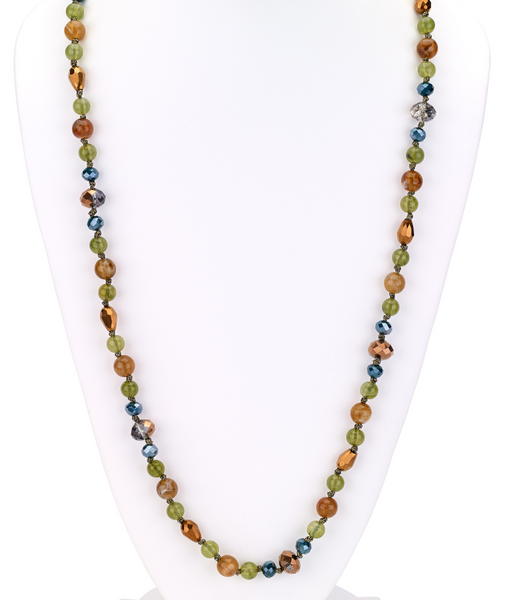 Necklace - Beaded Long Necklace in Fall Colors - Girl Intuitive - Island Imports -