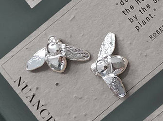 earrings - Bee Stud Earrings - On Plantable Card - Girl Intuitive - Nuance Jewelry - Silver