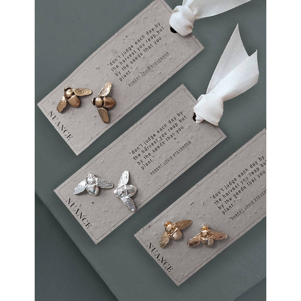 earrings - Bee Stud Earrings - On Plantable Card - Girl Intuitive - Nuance Jewelry -