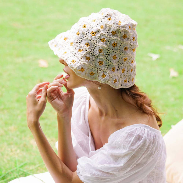 hat - Brunna Flora Crochet Hat in Off White - Girl Intuitive - Girl Intuitive -